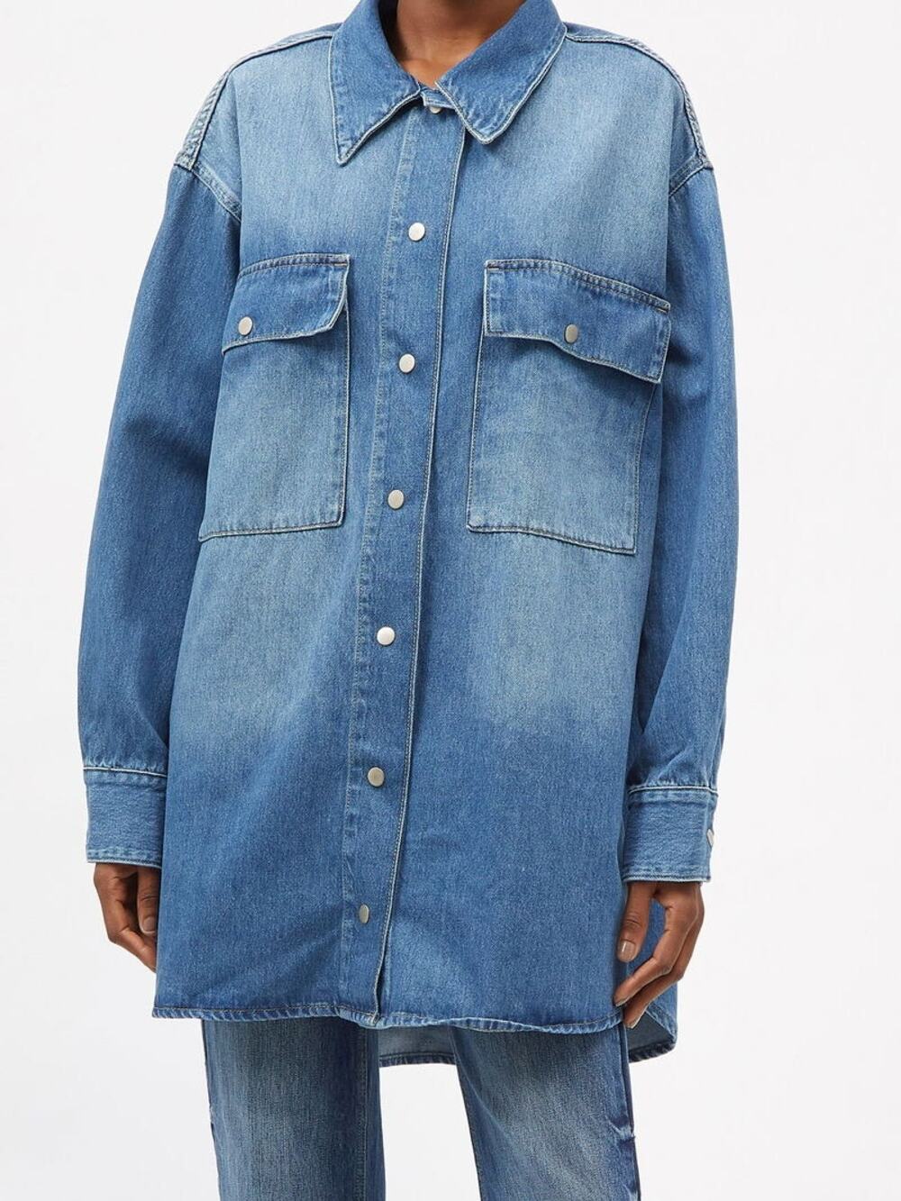 Raey matches shirt oversized denim snap over shirt jacket jean size m/l $385